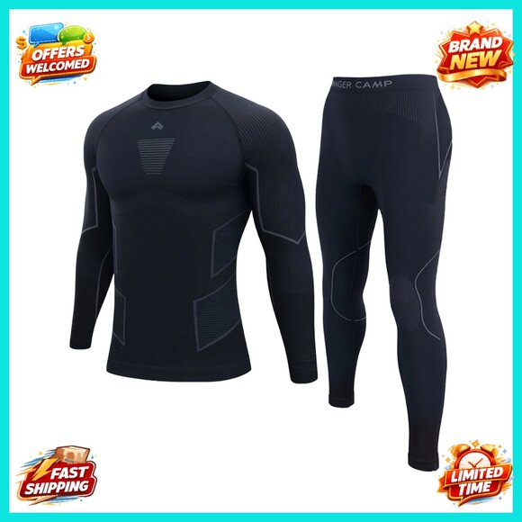 Men's Thermal Underwear Set Quick Drying Base Layer for Skiing Cold Weather